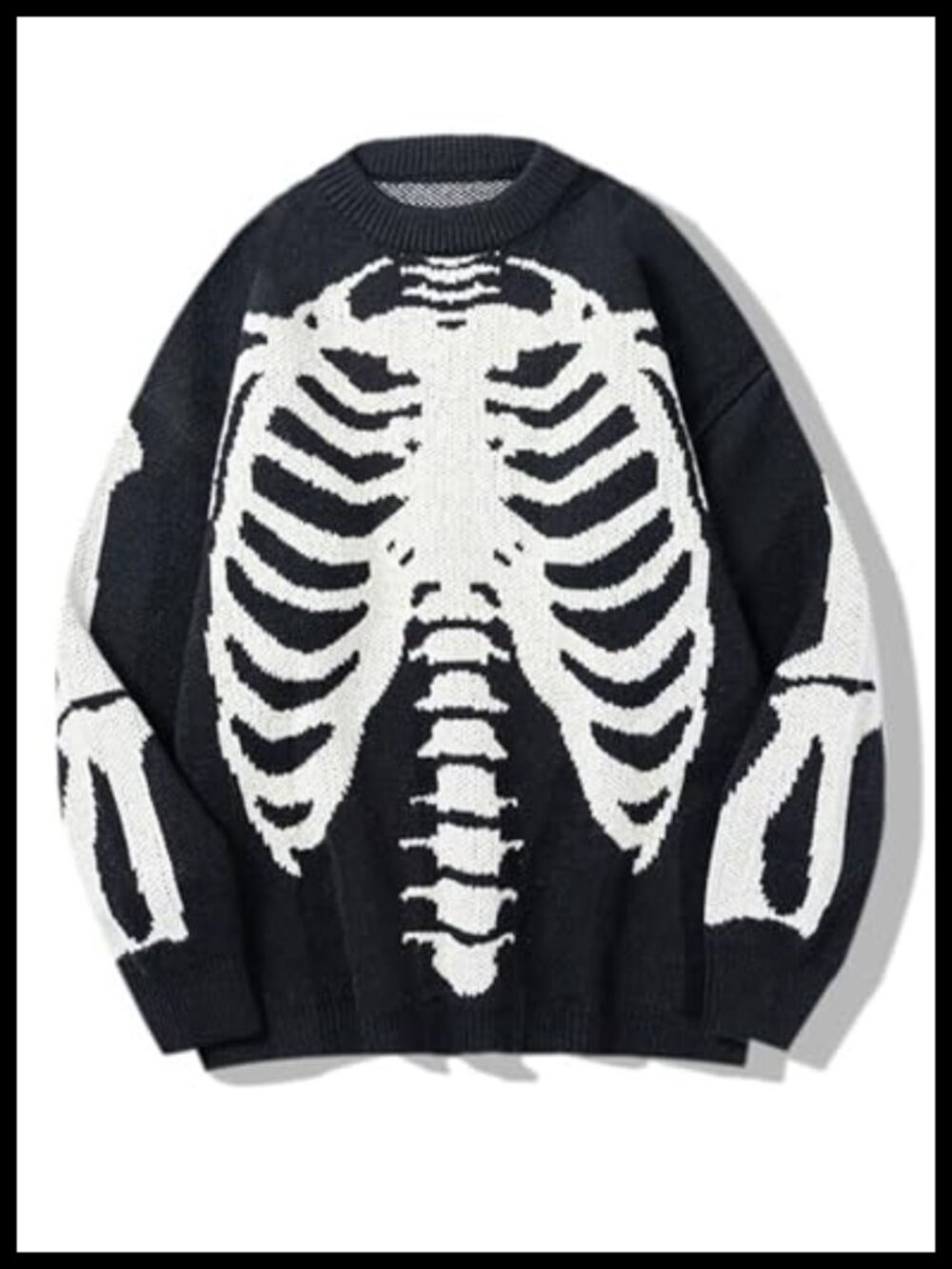 Oversized Skeleton Graphic Crewneck Knit Pullover Sweater